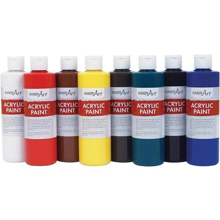 Handy Art Handy Art HAN881020 8 oz Acrylics Paint - 8 Count; Assorted HAN881020